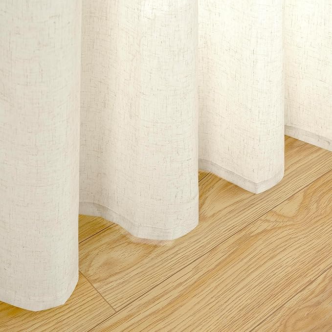 YoungsTex 60 Inch Wide Linen Curtains 2 Panels Grommet 63 Inch Length Light Filtering Window Drapes Privacy for Bedroom Office Living Room, 60 X 63 Inch