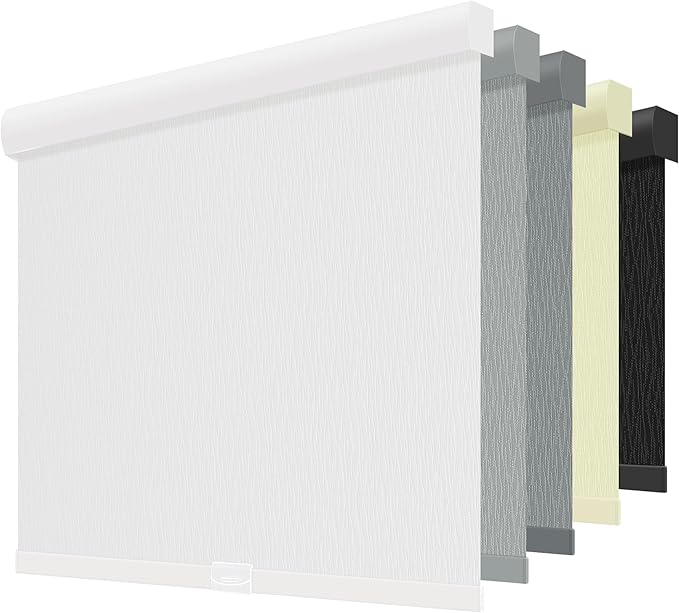 ChrisDowa Cordless Blackout Roller Shades for Windows, Striped Free-Stop Window Blinds with Privacy, Thermal Insulated Window Shades for Home, Office and Door. White, 47" W x 72" H