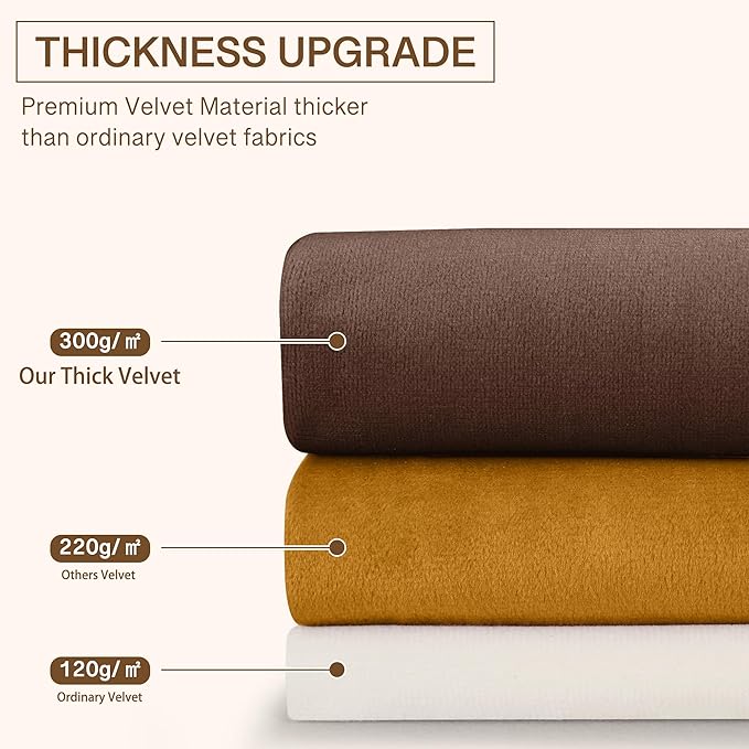 StangH Reddish Brown Curtains 90 Inch, Luxury Soft Velvet Thermal Insulated Privacy Noise Reducing Window Drapes Thick Curtains for Living Room Sliding Door, W52 x L90, 2 Panels
