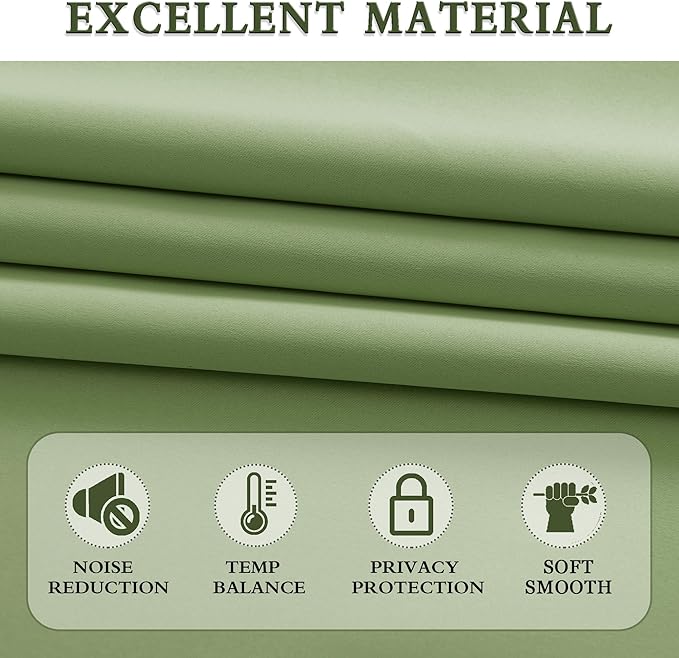 DONREN Sage Green Blackout Curtains - 90 Inches Long Thermal Insulated Room Darkening Curtains for Bedroom (Set of 2 Panels,52 Inch Width)