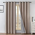 100% Blackout Curtains 90 Inch Length 2 Panels Set, Black Out Curtains for Living Room, Beige Thermal Insulated Grommet Drapes Bedroom Luxury Decor Privacy(37W × 90L inch, Beige)