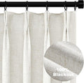 Topfinel 63 Inch Length Blackout Linen Curtains, Pinch Pleat Back Tab Pleated Farmhouse Short Room Darkening Uv Blocking Cute Curtains for Small Window Bedroom Nursery with Clips, Ivory Off White