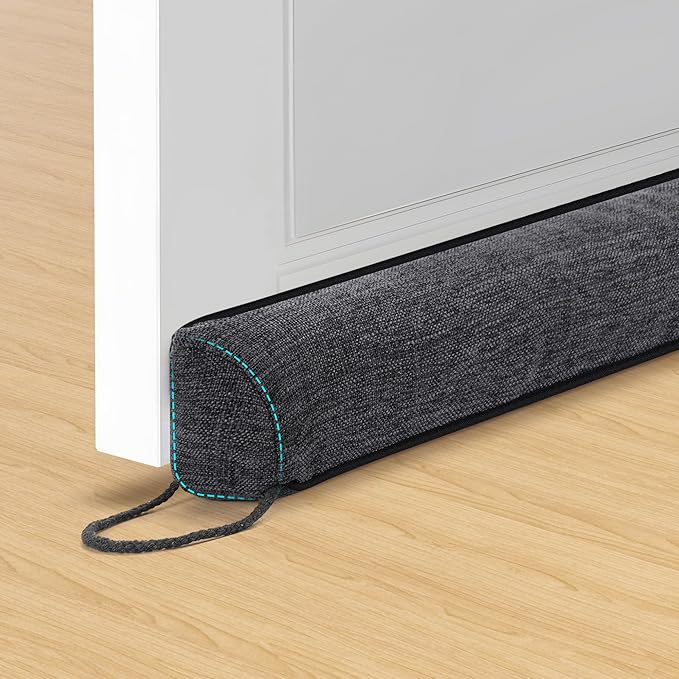 Door Draft Stopper Weighted Triangular Draft Stoppers for Bottom of Door 38" Underdoor Draft Blocker Seal Guard for Window Sill All-Season Gap Filler for Cold Air, Noise, and Light, Dark Grey