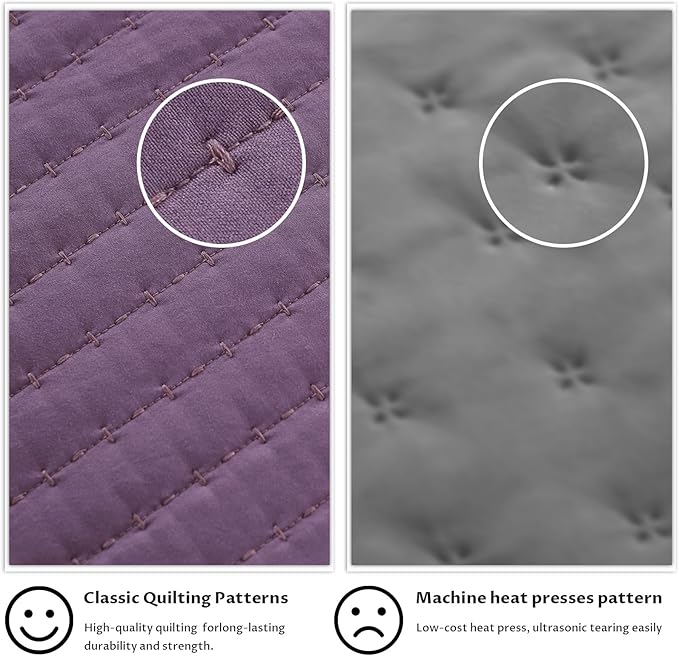KASENTEX King XL Quilt Set 108"x98" – Soft Washed 3-Layer Lightweight Bedspread, Minimalist Nordic Design, All-Season Spring & Summer Quilt Set (1 Quilt + 2 Pillow Shams),Grape Jam Purple