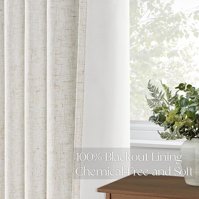 Topfinel 86 Inch Long Black Out Custom Drapery Panels, Double Pinch Pleated Window Coverings, Kids Summber Boho Farmhouse Heat Blocking Sound Block Back Tab Curtains for Patio Sunroom Bay Window