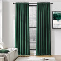 DONREN 108 inch Extra Length Curtains for Bedroom - Rod Pocket Smooth Tactility Blackout Window Panels for Patio (52 W x 108 L,Dark Green,2 Pieces)