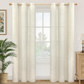 YoungsTex Beige Linen Curtains 84 Inches Length 2 Panels for Living Room, Light Filtering Semi Sheer Drapes with Grommet Privacy Natural No See Through for Bedroom, 42 X 84 Inch