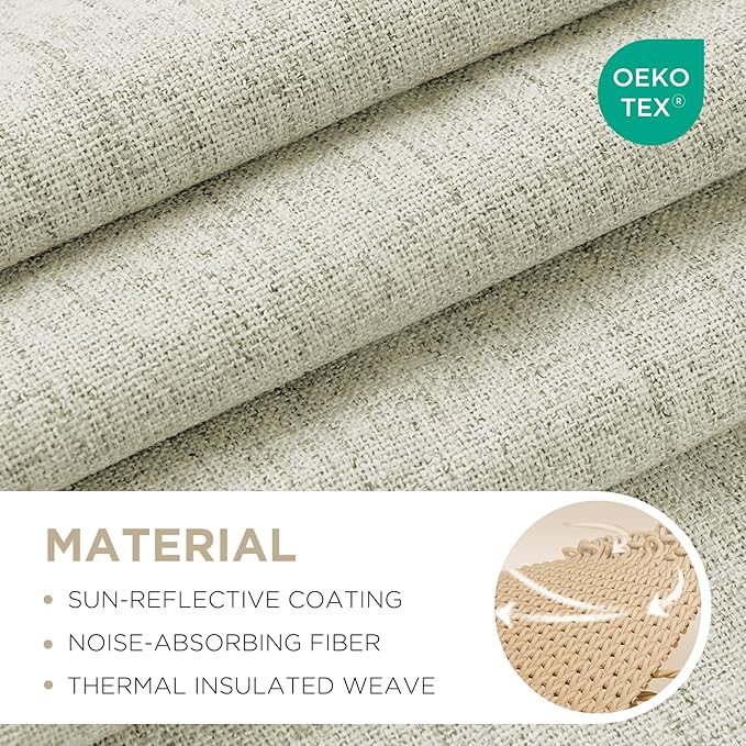 Joydeco Blackout Curtains for Bedroom - 100% Light Blocking 2 Panels Light Beige Drapes 42"W x 96"L, Thermal Insulated Room Darkening Curtains, Linen Textured for Living Room, Rod Pocket & Back Tabs