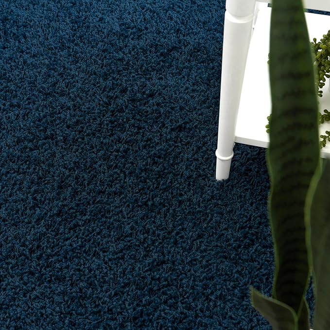 Unique Loom Solid Shag Collection Area Rug (10' 2" Round, Sapphire Blue/ Navy Blue)