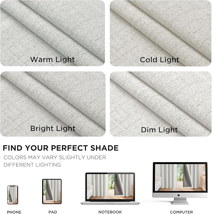 Joydeco Blackout Curtains for Bedroom - 96 Inch Long 100% Light Blocking 2 Panels Set White Drapes, Thermal Insulated Room Darkening Curtains, Linen Textured for Living Room, Rod Pocket & Back Tabs