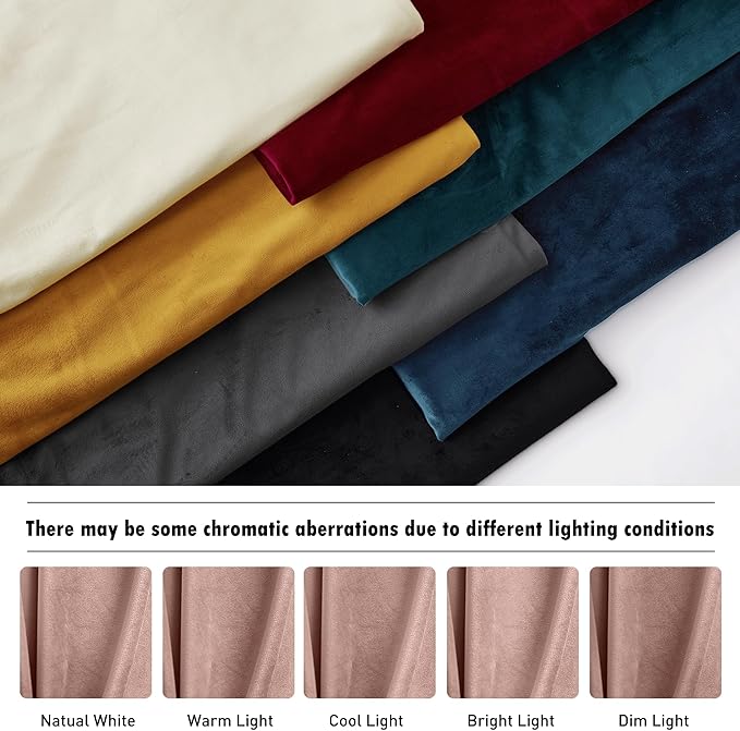 RYB Home Dusty Pink Velvet Curtains 96 inches Length - Thermal Insulated Back Tab Panel Soft Vertical Sense Window Decor for Baby Room Farmhouse, Width 52 x Length 96 inch, 2 Panels