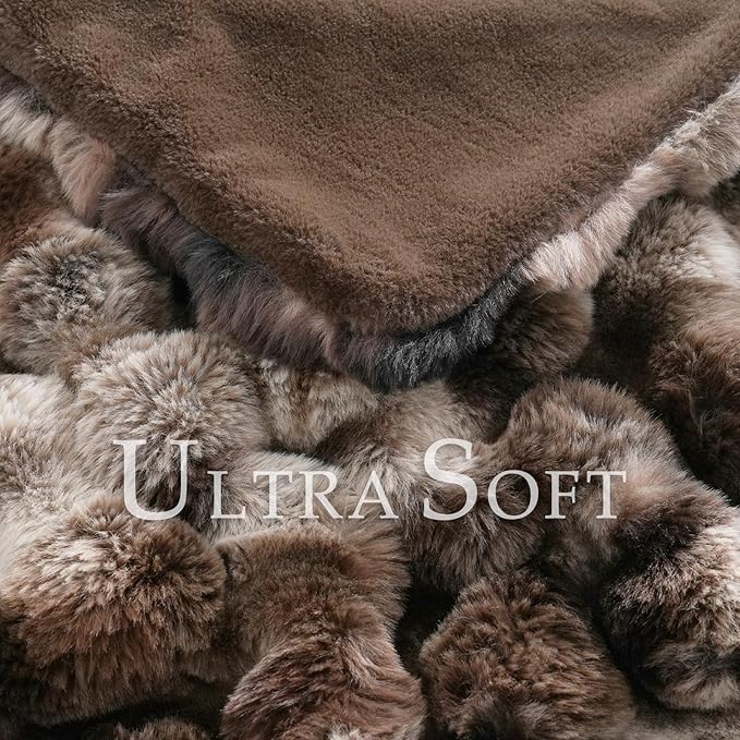 BENVWE Fluffy Faux Fur Throw Blanket for Couch, Soft Plush Thick Cozy Fuzzy Luxury Minky Bubble Blanket for Home Living Room Decor Gift for Women, Tie-dye Coffee, 60" x 80", 1100GSM