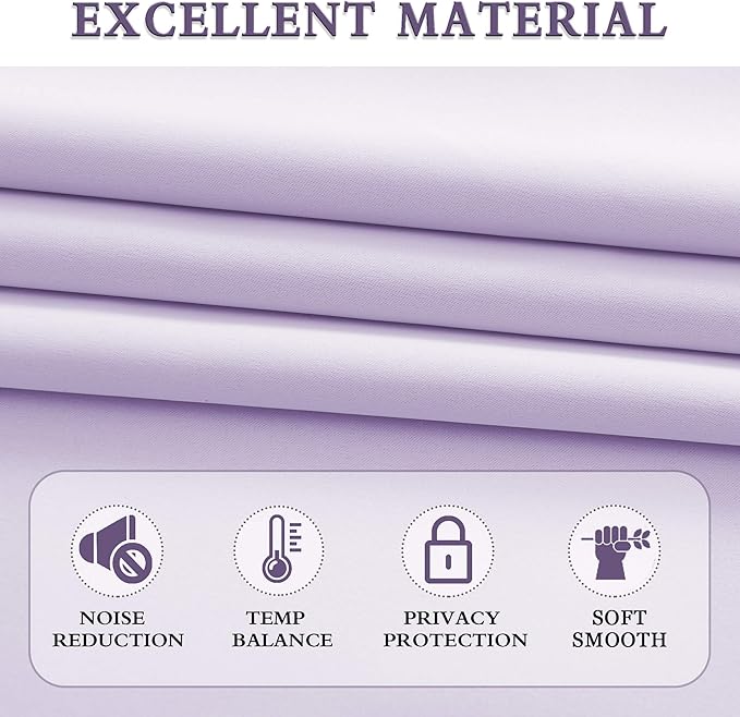 DONREN Lavender Purple Room Darkening Curtains for Kitchen - Window Treatment Rod Pocket Curtain Drapes for Bedroom(52 W by 63 Inch Length,Set of 2 Panels)