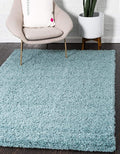 Unique Loom Solid Shag Collection Area Rug (7' 1" x 10' Rectangle, Light Slate Blue)