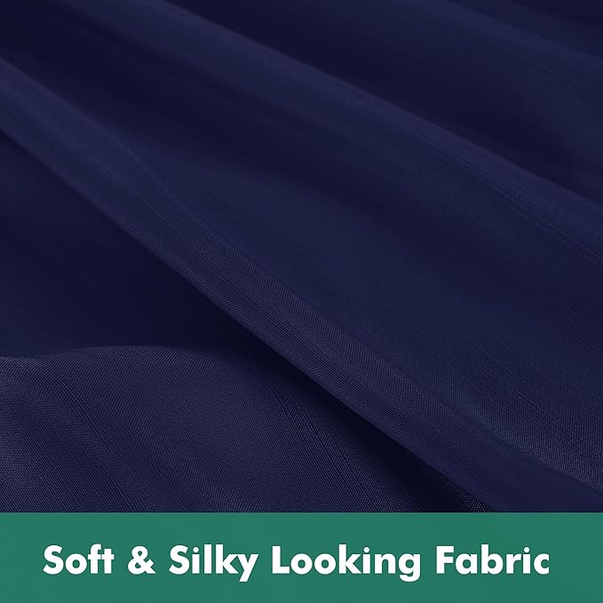 Biscaynebay Wrap Around Bed Skirts with Split Corners for Queen Beds 18" Drop, Navy Adjustable Elastic Dust Ruffles Easy Fit Wrinkle Resistant Silky Luxurious Fabric Machine Washable
