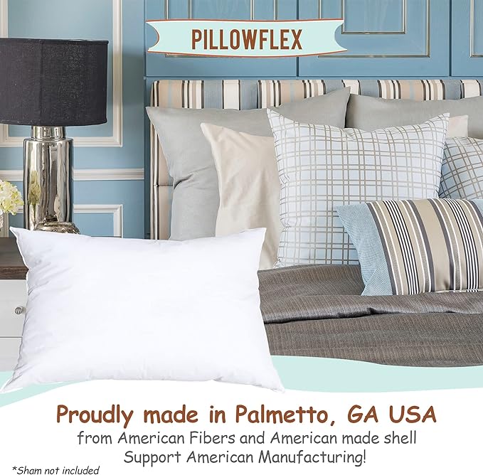 Pillowflex Synthetic Down Pillow Insert - 14x22 Down Alternative Pillow, Ultra Soft, Small Rectangle, Lumbar, Travel, Neck, Sleeping Pillow - 1 Decorative Pillow Form