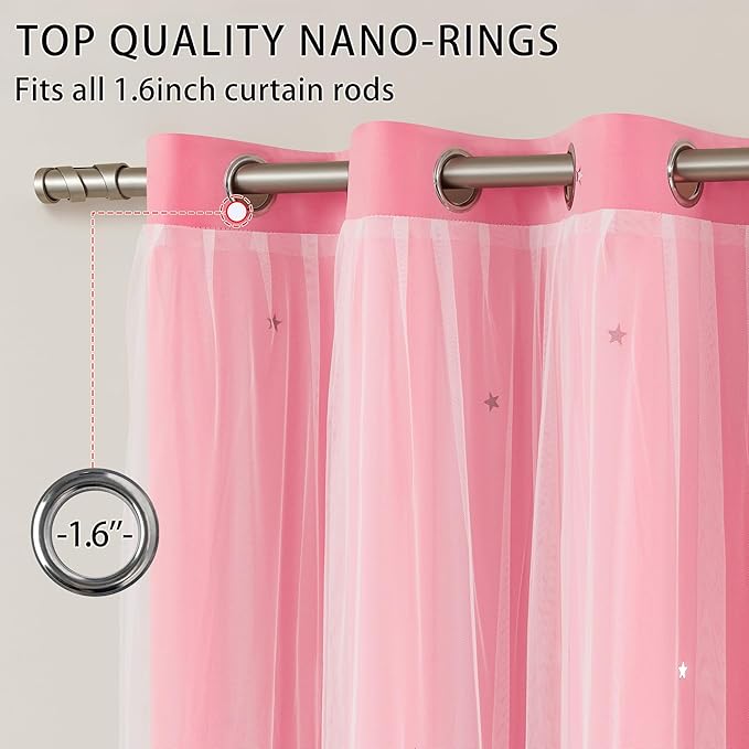 XiDi Curtains for Bedroom Decor Pink52/72/1