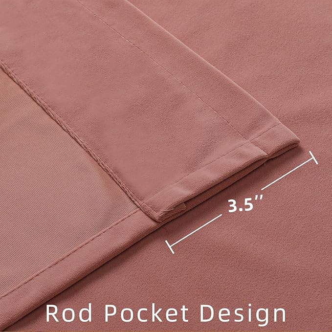 Joydeco Pink Velvet Curtains 96 inch Length 2 Panels, Luxury Blackout Rod Pocket Thermal Insulated Window Curtains, Super Soft Room Darkening Drapes for Living Dining Room Bedroom,W52 x L96 inches