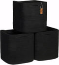 NaturalCozy Storage Cubes 11 Inch Cotton Rope Woven Baskets for Organizing, 3-Pack | Cube Storage Bin | Square Storage Baskets for Shelves Organizer, Classroom, Kids Toy Bins, Closet, Baby Nursery