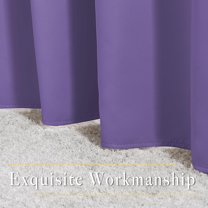 NICETOWN Lilac Purple Curtains 102 inch Length, Grommet Blackout Room Darkening Blackout Window Treatments Sound Reducing for Bedroom/Kids Room, W66 x L102