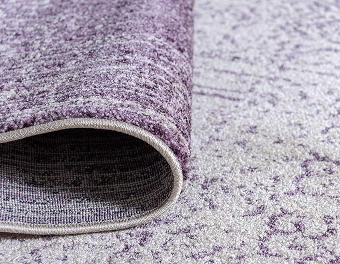 Unique Loom Del Mar Collection Area Rug - Jennifer (3' 3" x 5' 3" Rectangle, Purple/ Ivory)