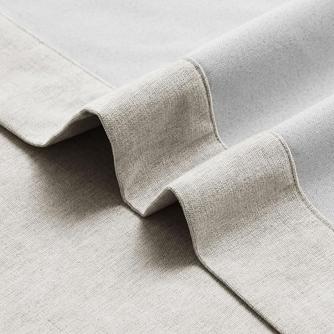 Macochico 100% Blackout Chenille Curtains for Living Room Classic Chenille Window Curtain Panels Thermal Drapes for Bedroom Hotel Grommet Curtains with Tieback Beige 84" Wx96 L 1 Panel