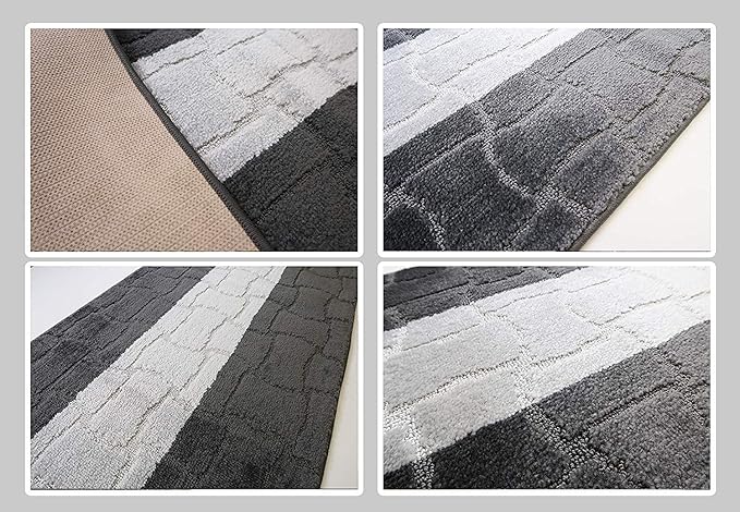Custom Length Hallway Runner Rug,Slip Resistant,Puzzle Anthracite, 26 Inch X 21 feet, Sold and Priced Per Foot