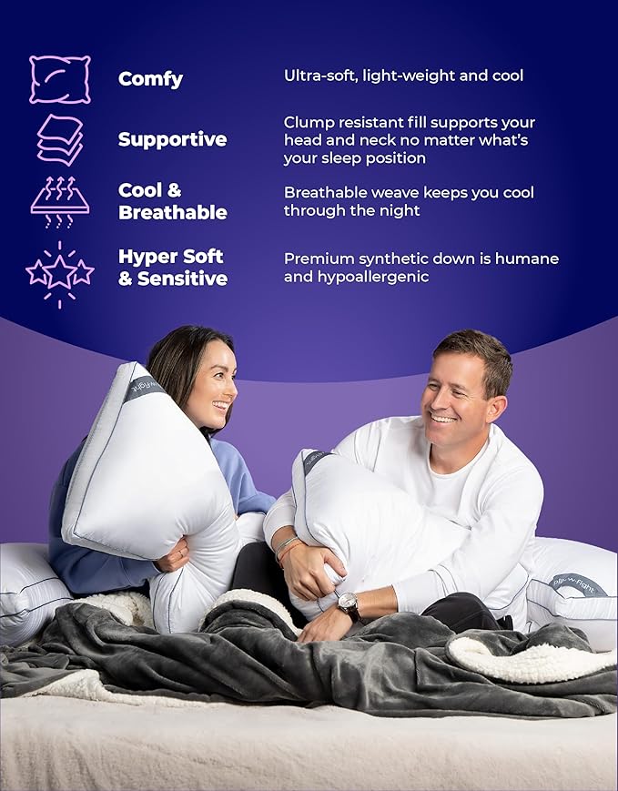 Pillow Fight Knockout - King Pillow, Luxury & Adjustable, Down Alternative, Bed and Neck Pillow, Cooling for, Back Support, Stomach, and Side Sleepers (King Size, Single)