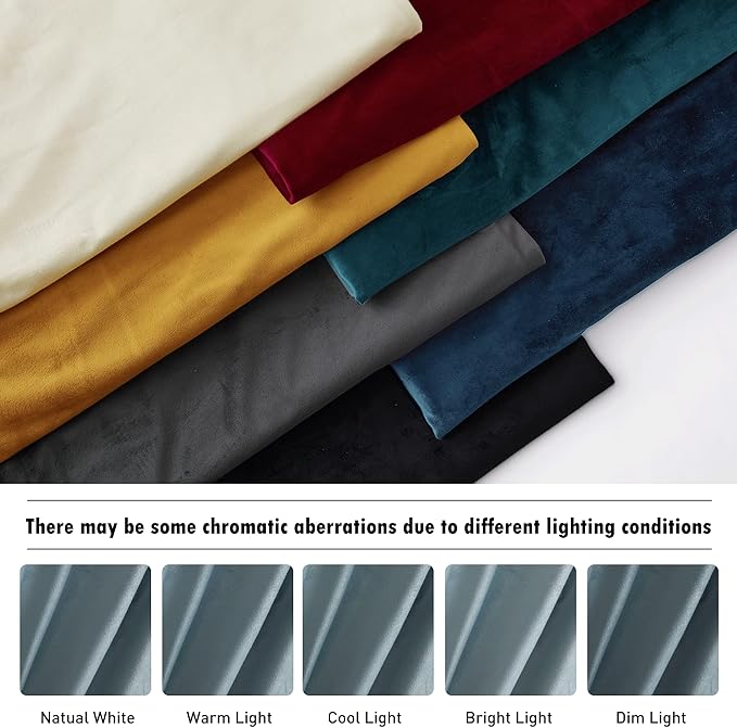 RYB Home Blue Velvet Curtains 96 inches - Room Darkening Curtains for Bedroom, Back Tab Thermal Insulated Light Block Window Drapes, Width 62 x Length 96 inch, Stone Blue, 2 Panels
