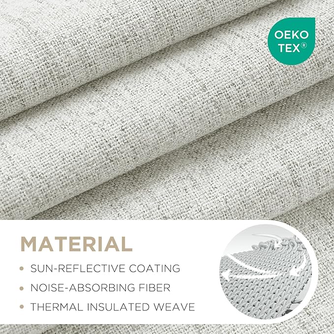 Joydeco Blackout Curtains for Bedroom - 72 Inch Long 100% Light Blocking 2 Panels Set White Drapes, Thermal Insulated Room Darkening Curtains, Linen Textured for Living Room, Rod Pocket & Back Tabs