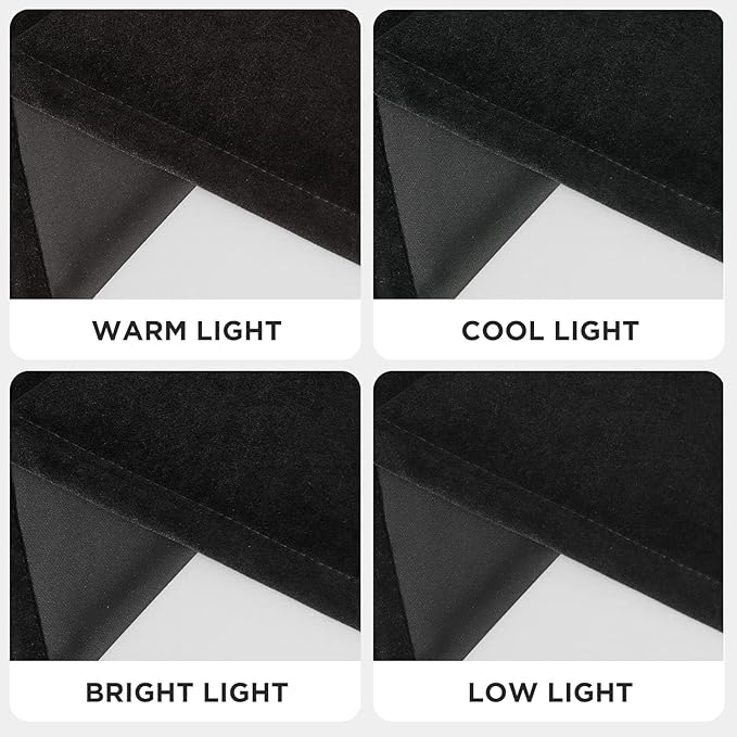 Joydeco Black Velvet Curtains 108 Inches Long, Luxury Grommet Blackout Curtain 2 Panels, Thermal Insulated Privacy Room Darkening Window Drapes for Bedroom Living Room Home Theatre (52Wx108L)