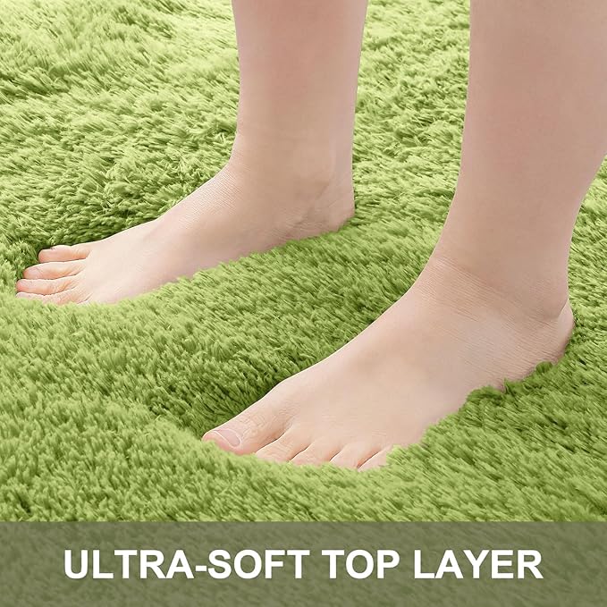 OLANLY 2x6 Machine Washable Runner Rugs for Hallway, Soft Fluffy Shaggy Bedside Rugs for Bedroom, Living Room, Indoor Floor Carpet for Kids Girls Boy, Nursery Rooms, Home Decor Aesthetic, Grass Green