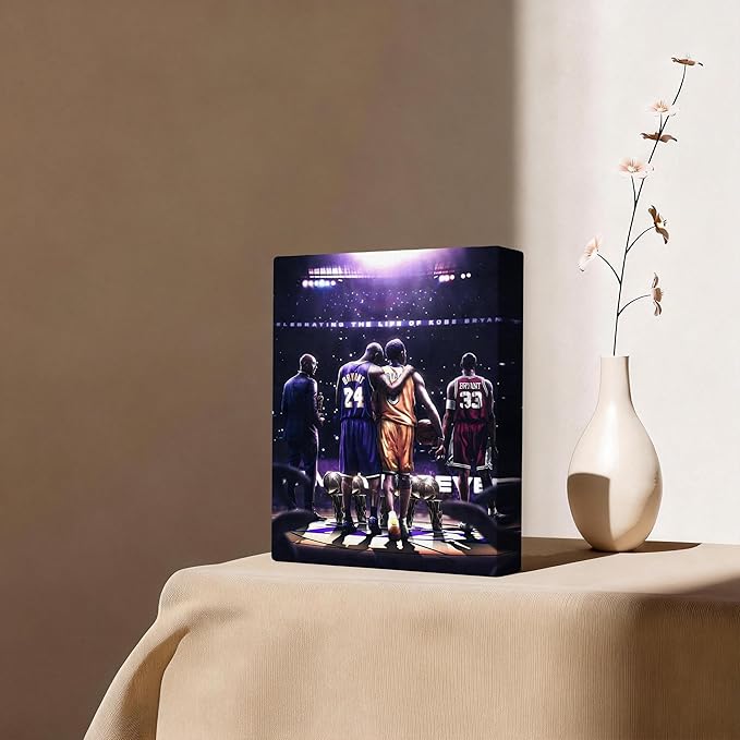 Kobe Bryant Legacy Canvas Wall Art Print Poster, Iconic Inspirational Sports Picture Artwork, Motivational Mamba Mentality Painting Wall Decor for Office Gym Home Living Room Bedroom, Framed 8x10inch