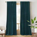 RYB HOME Velvet Curtains 102 inches Long, Back Tab Room Darkening Noise Reducing Window Treatment for Living Room Bedroom Privacy Protect for Stuido, Peacock Blue, W52 x L102 inch, 2 Panels