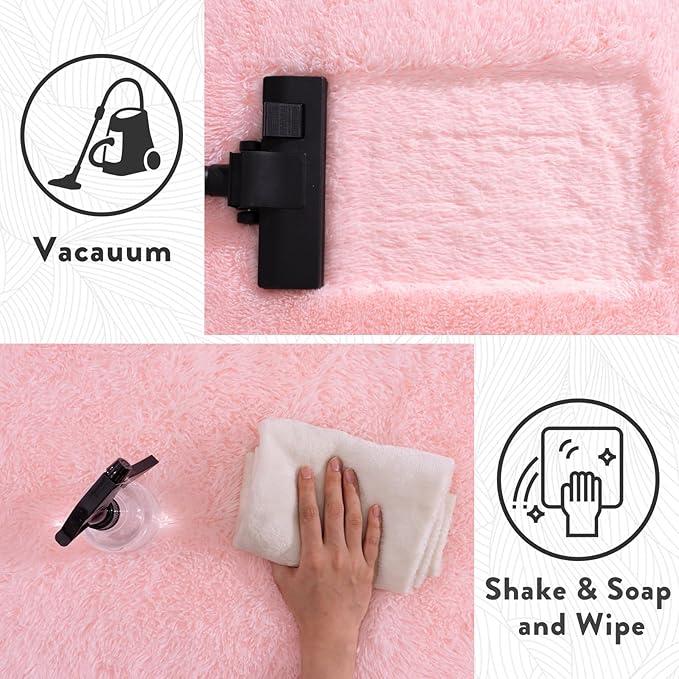 Round Fluffy Pink Rug for Bedroom, 5Ft Fuzzy Shag Circle Area Rug for Girls Kids Room Nursery, Soft Non Slip Plush Carpet for Dorm Living Room Home Decor