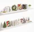 Vivelove 10 in Deep Floating Shelves for Wall, 55" x 10.2" x 1.5" Shelves for Room Wall Mounted, 1.5 Inch Thick Shelf for Bathroom Bedroom Kitchen Book Room, Modern Farmhouse Decor, Set of 2, White