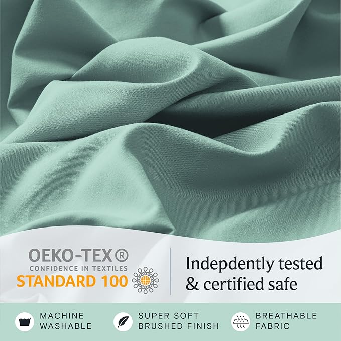 LuxClub 3 PC Twin Sheet Set, Deep Pockets Wrinkle Free Cooling Bed Sheets Hotel Bedding for Women, Men, Kids & Teens, Includes 1 Fitted Sheet, 1 Flat Sheet and 1 Pillowcase-Silky Soft Light Teal
