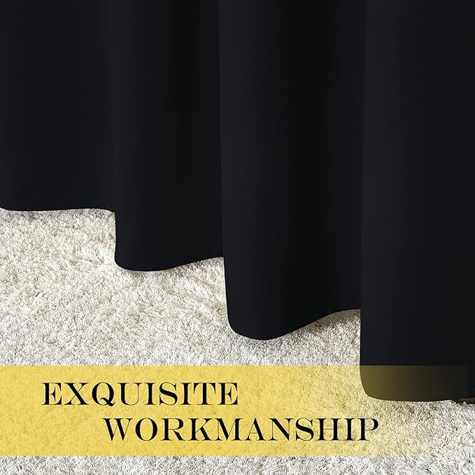 NICETOWN Black Out Curtains 63 inch Long - Grommet Thermal Insulated Modern Room Darkening Window Treatments Soundproof Drape for Bedroom/Nursery, W52 x L63, 1 Piece
