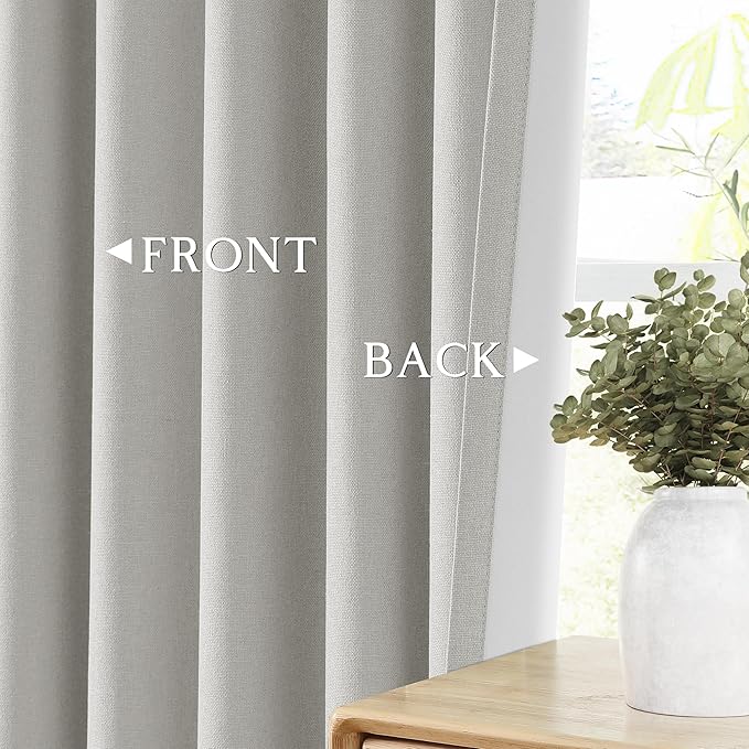 ChrisDowa 100% Blackout Light Grey Solid Curtains 96 Inches Long 2 Panels for Bedroom Living Room,Farmhouse Room Darkening Thermal Insulated Soundproof Grommet Top Window Treatment Drapes,52x96