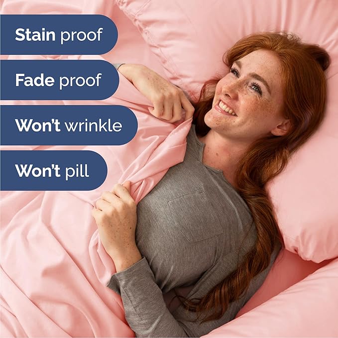 Cal King 6 Piece Sheet Set - Cooling, Comfy & Breathable - Hotel Luxury Bedding, Includes Fitted Sheet for Women, Men, Kids & Teens - 1 Flat, 1 Fitted Sheet, 4 Pillowcases w/Deep Pockets - Baby Pink