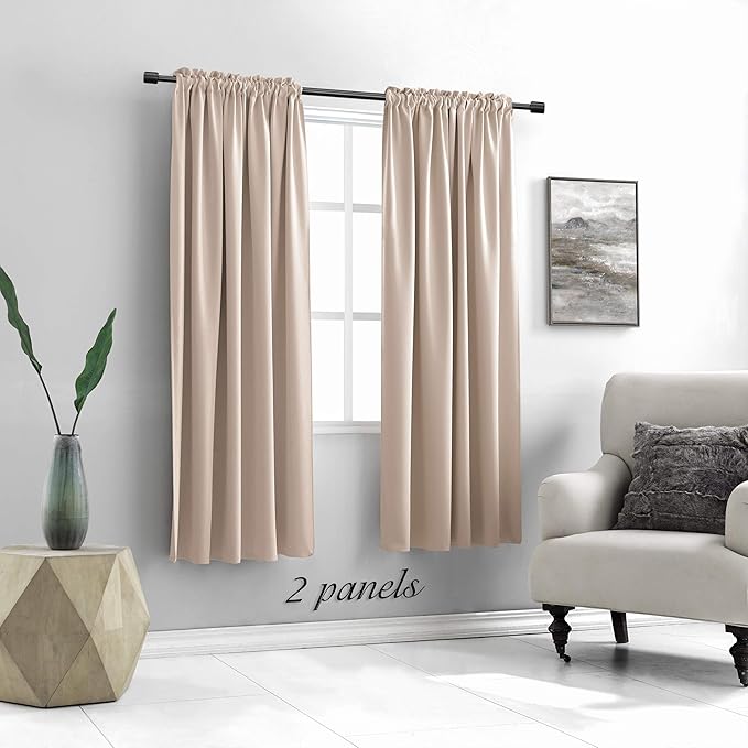 DONREN Warm Taupe Living Room Curtain Panels,Energy Saving Thermal Insulated Room Darkening Drapes/Draperies (1 Pair,52 by 72 inch Length)