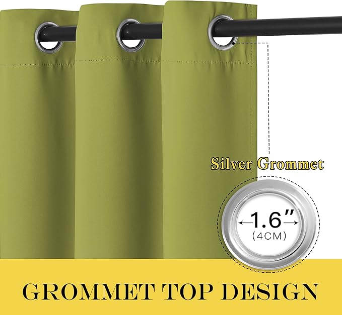 NICETOWN Blackout Curtains & Drapes - Privacy Thermal Efficiency Backdrop Curtains for Bedroom Room Divider Living Room Patio Sliding Glass Door, Wide 80 x Long 144 inch, Fresh Green, 1 Panel