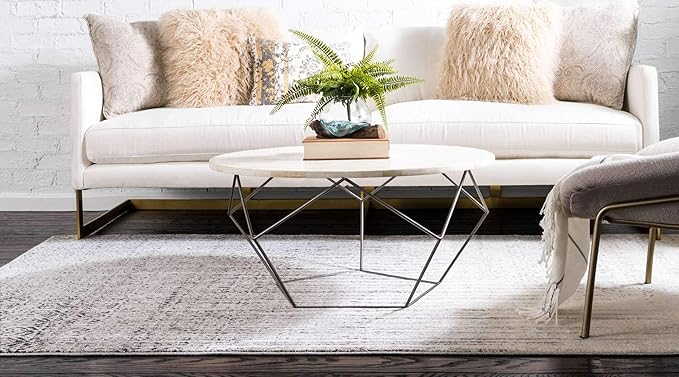Unique Loom Del Mar Collection Area Rug - Jennifer (4' 1" x 6' 1" Rectangle, Gray/ Black)
