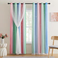 XiDi Pink Curtains for Bedroom Decor Blackout Curtains for Girl Room Rainbow Curtains for Kids Room Unicorn Wall Decals Blue Curtains Green 34X72 Inch Long 1
