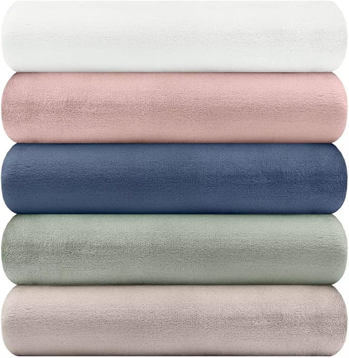 Nicole Miller Oversized Plush Fleece Throw Blanket – Ultra Soft, Lightweight & Cozy – 60" x 70" Warm Flannel Blanket for Couch, Bed & Travel – Machine Washable (Rose-Pink)