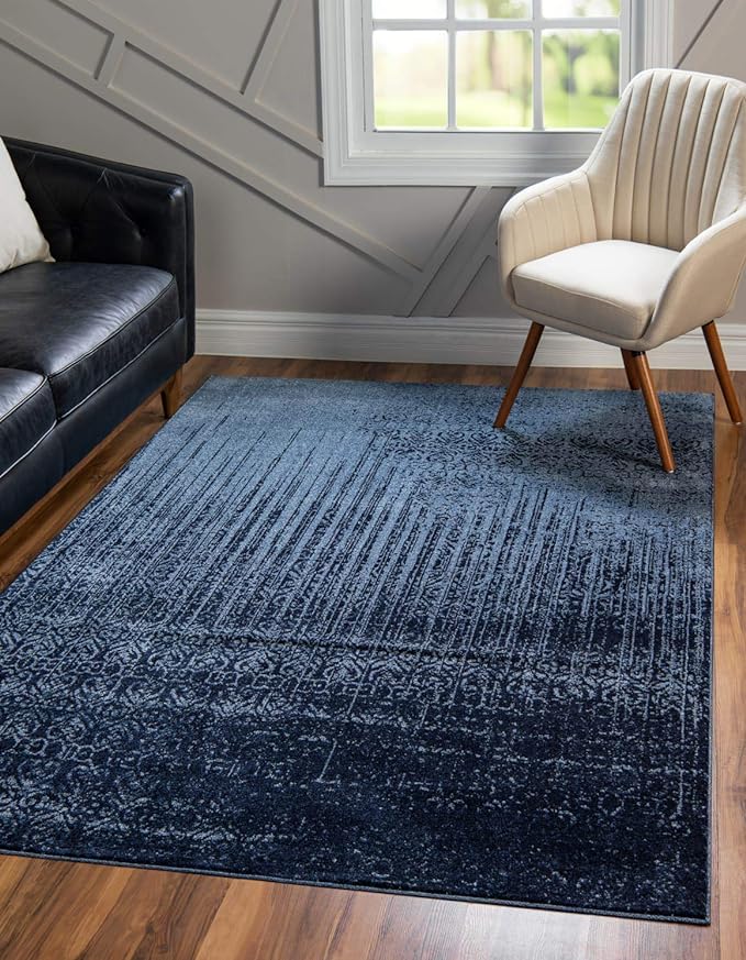 Unique Loom Del Mar Collection Area Rug - Jennifer (2' 2" x 3' 1" Rectangle, Blue/ Navy Blue)