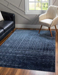 Unique Loom Del Mar Collection Area Rug - Jennifer (5' 3" x 8' Rectangle, Blue/ Navy Blue)
