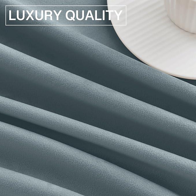 StangH Stone Blue Velvet Curtains 90 inches Long Super Soft Heavy Room Divider Curtains Thermal Insulated Privacy Drapes for Hallway Living Room/Bathroom, W42 x L90, 2 Panels