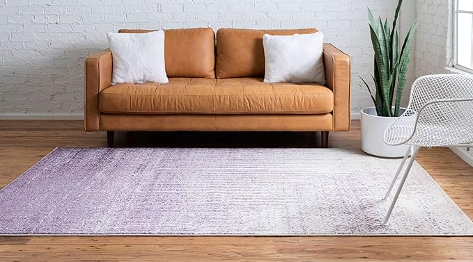 Unique Loom Del Mar Collection Area Rug - Jennifer (7' 1" x 10' Rectangle, Purple/ Ivory)