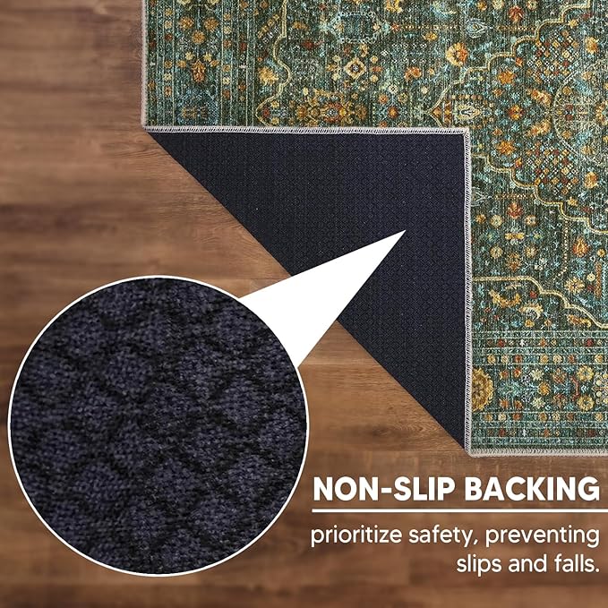 Keen Home Design 2x3 Rug - Machine Washable Entry Rug with Non-Slip Backing, Ideal for Enteryway, Kitchen, Bathroom, Laundry Room - Vintage, Easy Clean, Durable, Low Pile Rug - (2' x 3')